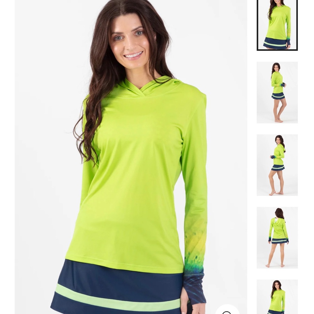 Wave life women UV50+ protection neon green blue navy hoodie stirrup loose fit